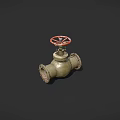 Industrial Pipeline Valve With Red Wheel Handle And Metal Body Structure