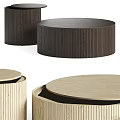 Textured Wooden Coffee Table with Round Two Tone Dark and Light Design 3d model