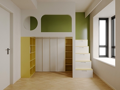 Modern Children's Room Stairs Bed Up and Down model