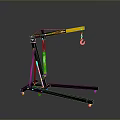 Portable Lifting Crane With Black Frame Yellow Boom And Chain Hook