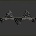 Intricate Ornamental Square Base With Mountain Shaped Decorations And Circular Trays