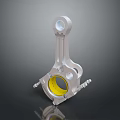 Silver Metal Connecting Rod Mechanical Part With Yellow Bearing And Circular Bolts