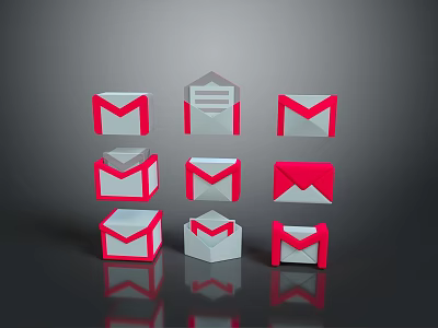 Various Red And White Envelope Designs For Everyday Use With Different Styles 3d model