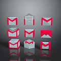 Various Red And White Envelope Designs For Everyday Use With Different Styles 3d model