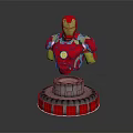 Detailed Iron Man Red And Gold Bust With Blue Glowing Ring Base And Gear Design