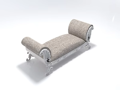 Elegant Chaise Lounge With Woven Texture Fabric And Decorative Metal Frame Legs 3d model