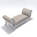Elegant Chaise Lounge With Woven Texture Fabric And Decorative Metal Frame Legs