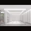 Peak Yoga Studio Modern Minimalist Reception Area With White Desk And Computers 3d model