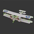 Vintage Passenger Plane Model With White Body Blue White Red Target Wings And Two Propellers
