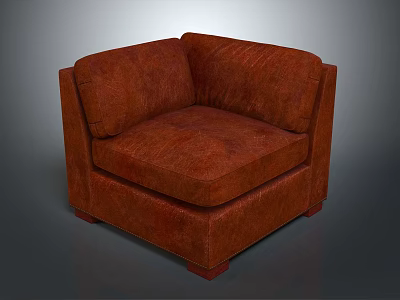 Comfortable Brown Textured Fabric Single Sofa with Square Armrests and Minimalist Design 3d model