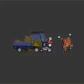 Colorful Cartoon Toy Transport Models Featuring Blue Cargo Truck Red Racer And Delivery Motorcycle