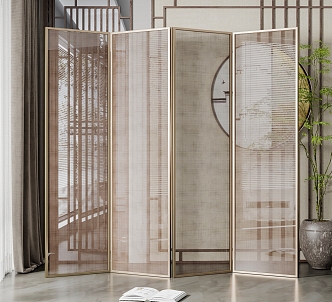 New Chinese Screen Glass Screen Partition 3d model