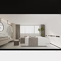 Beauty Hair Salon Treatment Room With Twin Beds White Linens Curtains And Potted Plant