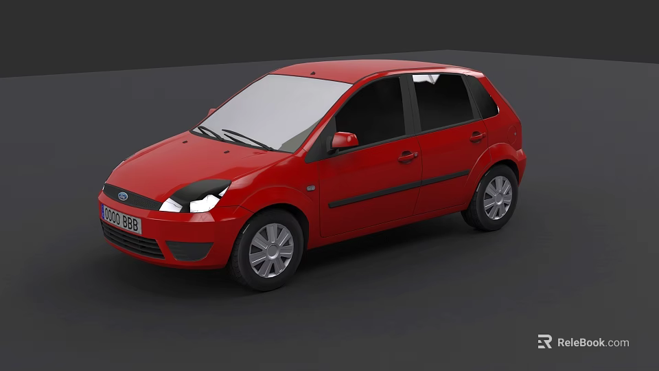 Red Ford Compact Hatchback Car with Sleek Exterior and Silver Alloy Wheels 3d model