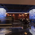 Modern Chinese Restaurant Interior With Wooden Wall Water Features Glass Fish Tank And Decorative Ceiling