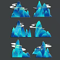 Garden Ornaments Featuring Blue Mountain Peaks With White Cloud Patterns In Various Shapes