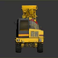 Bright Yellow Concrete Mixer Truck Featuring Red And Yellow Stripes On Body