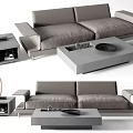 Modern Gray Two Seater Sofa with Coffee Table Side Table and Lamp Decorative Items 3d model
