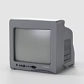 Vintage Gray CRT Television with White Screen General Brand Control Buttons and Ventilation Grilles