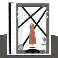 Fashion Clothing Window Display With Mannequin In Elegant Dress Decorative Ribbons And Patterned Background