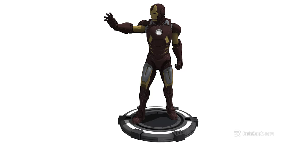 Iron Man Game and Movie Character 3D Model in Standing Pose with Circular Base 3d model 