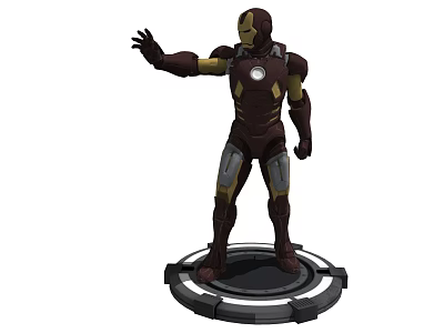 Iron Man Game and Movie Character 3D Model in Standing Pose with Circular Base 3d model