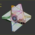 Smart Machine Star Shaped Structure White and Orange Components With Central Green Sensor 3d model