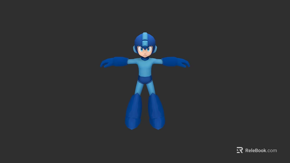 Blue Game And Movie Character 3D Model With Helmet Arms And Boots 3d model 