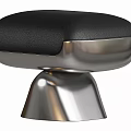 Modern Upholstered Stool With Soft Seat Cushion And Polished Metal Base Design