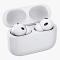 White Wireless Earbuds In Open Charging Case With Green Indicator Light 3d model