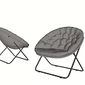 Two Gray Lazy Sofas with Metal Frame Cushioned Seat and Backrest 3d model