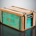 Vintage Green Wooden Box With Metal Clasps Rustic Texture Decorative Storage