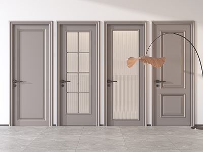 Simple European door swing door single door simple European door European style single door Changhong glass door frosted glass door bedroom door 3d model