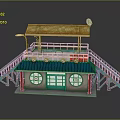 Small Building Structure With Rusted Metal Roof Blue Doors Windows Staircases And Satellite Dish