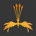 Golden Phoenix with Spread Wings and Flame Like Tail Feathers Against Dark Background