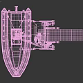 Industrial Equipment Featuring Yellow Inflatable Boat Lifting Mechanism And Metal Platform