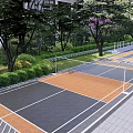 Firefighting Access Area With Green Plants Trees And Colored Pavement White Lines 3d model