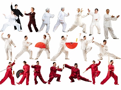 Modern multi-person leisure for the elderly Morning exercise activities for the elderly Health exercise fitness for the elderly Walking for the elderly Taijiquan for the elderly model