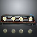 Rustic Strip Light Fixture with Four Illuminated Round Lamps and Stable Brackets