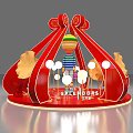 Red Decorative Structure With Colorful Spheres Leaf Decorations And Lights For Splendors 3d model
