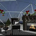 Festive Christmas Scene With Glass Dome Snowman Gift Boxes And Santa Claus Figure