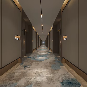 Modern hotel clubhouse corridor aisle 3d model