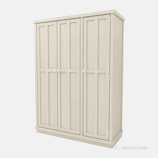 Light Colored Wooden Wardrobe With Multiple Panel Doors And Simple Design 3d model 