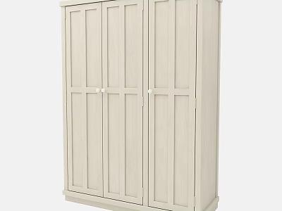 Light Colored Wooden Wardrobe With Multiple Panel Doors And Simple Design 3d model
