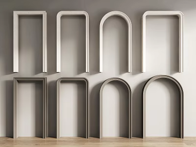 Variety Of Archway Styles Presented On Wall And Wood Floor 3d model Variety Of Archway Styles Presented On Wall And Wood Floor 3d model
