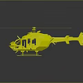 Detailed Helicopter 3D Model with Black Orange Color Rotor Blades Landing Gear and Cabin Windows