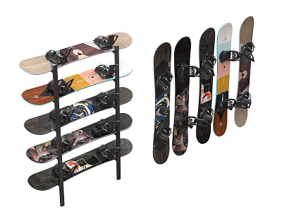 Sports Equipment Snowboard Storage Racks Wall Mount And Floor Standing For Multiple Boards 3d model