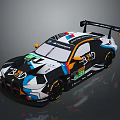 BMW Race Car With Colorful Livery Rear Wing And Sponsor Logos