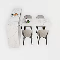 Elegant Modern Dining Table Set With Marble Top And Matching Chairs 3d model