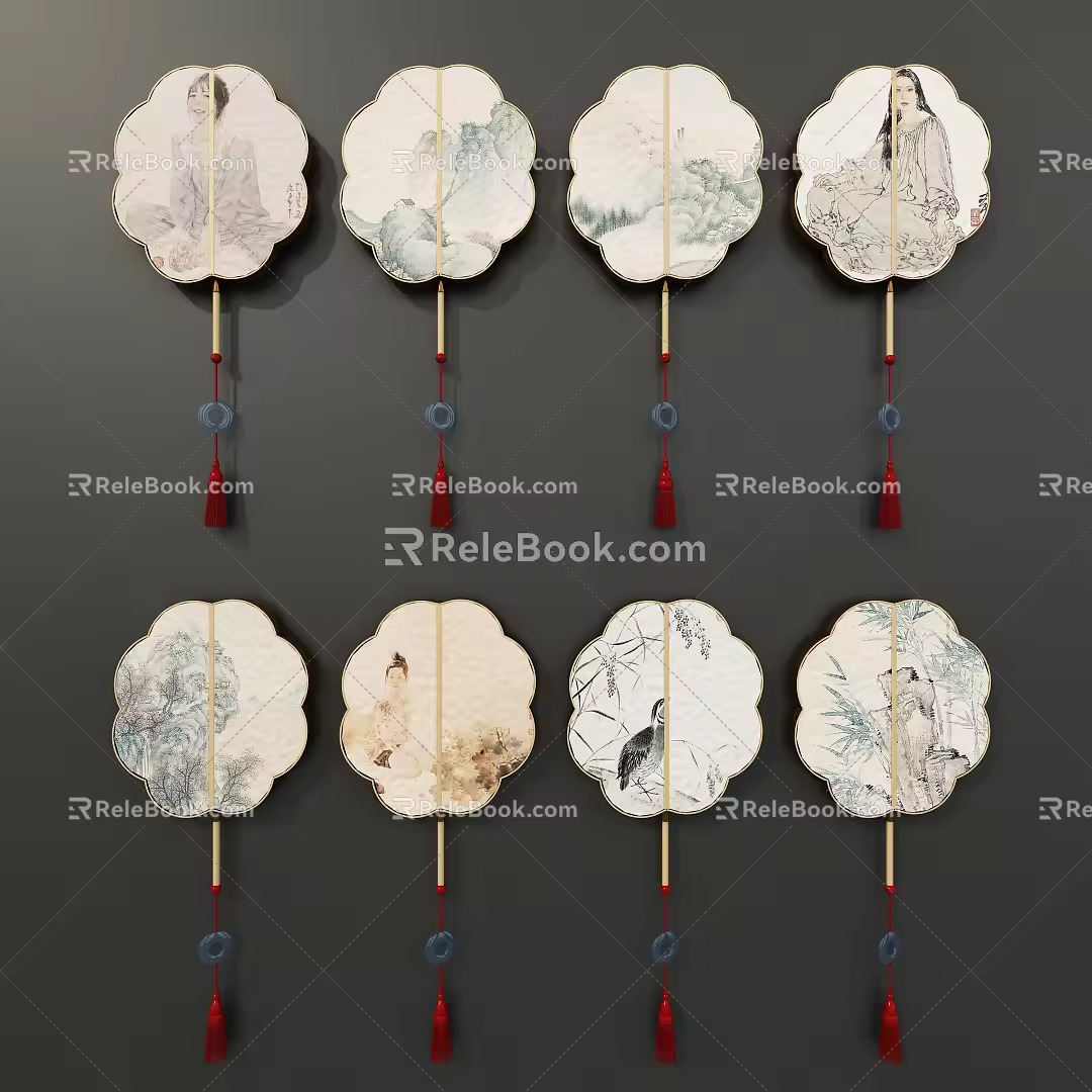 New Chinese style round fan 3d model